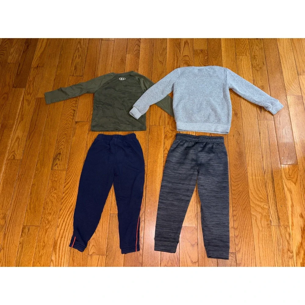 Nike Under Armour Boys Activewear Set 4T Green Camo Gray Navy Joggers Sweatshirt